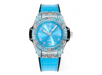 MS Factory Hublot Big Bang Diamond Silver steel case with Blue Watch